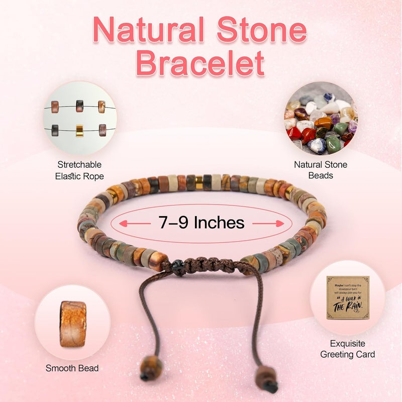 ZOKCC Inspirational Gifts Bracelets for Women: Christmas Day Gifts for Women Friends Sister Mom - Healing Natural Stone Beads Bracelets Thinking of you Get Well Soon Gift for Women - Image 4